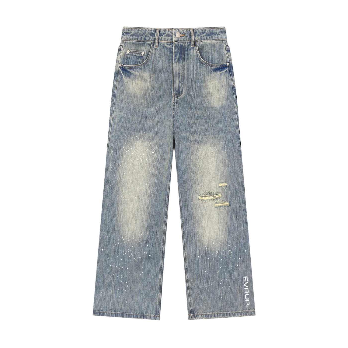 EVRUP Vintage Wash Distressed Denim Jeans