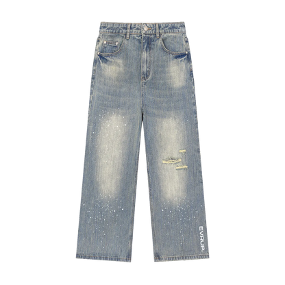 EVRUP Vintage Wash Distressed Denim Jeans
