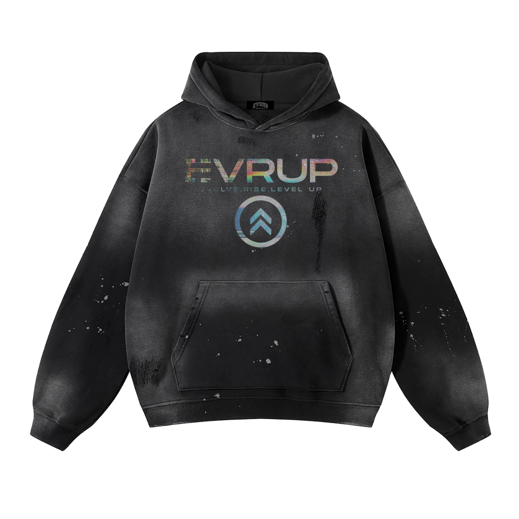 Vintage Washed Frayed Fleece Hoodie