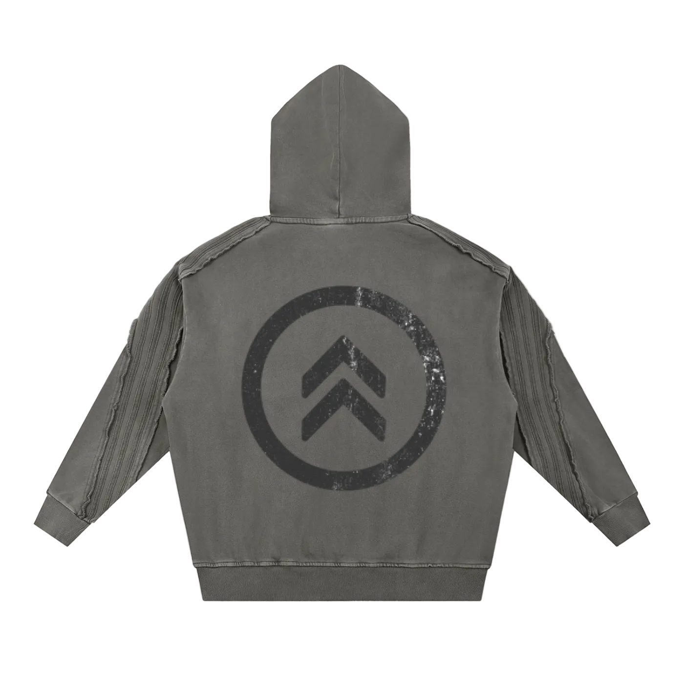Snow Washed Tape Raw Edge Hoodie
