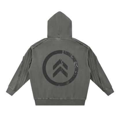 Snow Washed Tape Raw Edge Hoodie