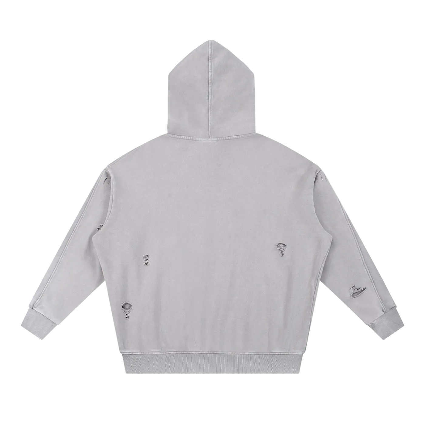 Snow Washed Distressed Panel Pocket Hoodie