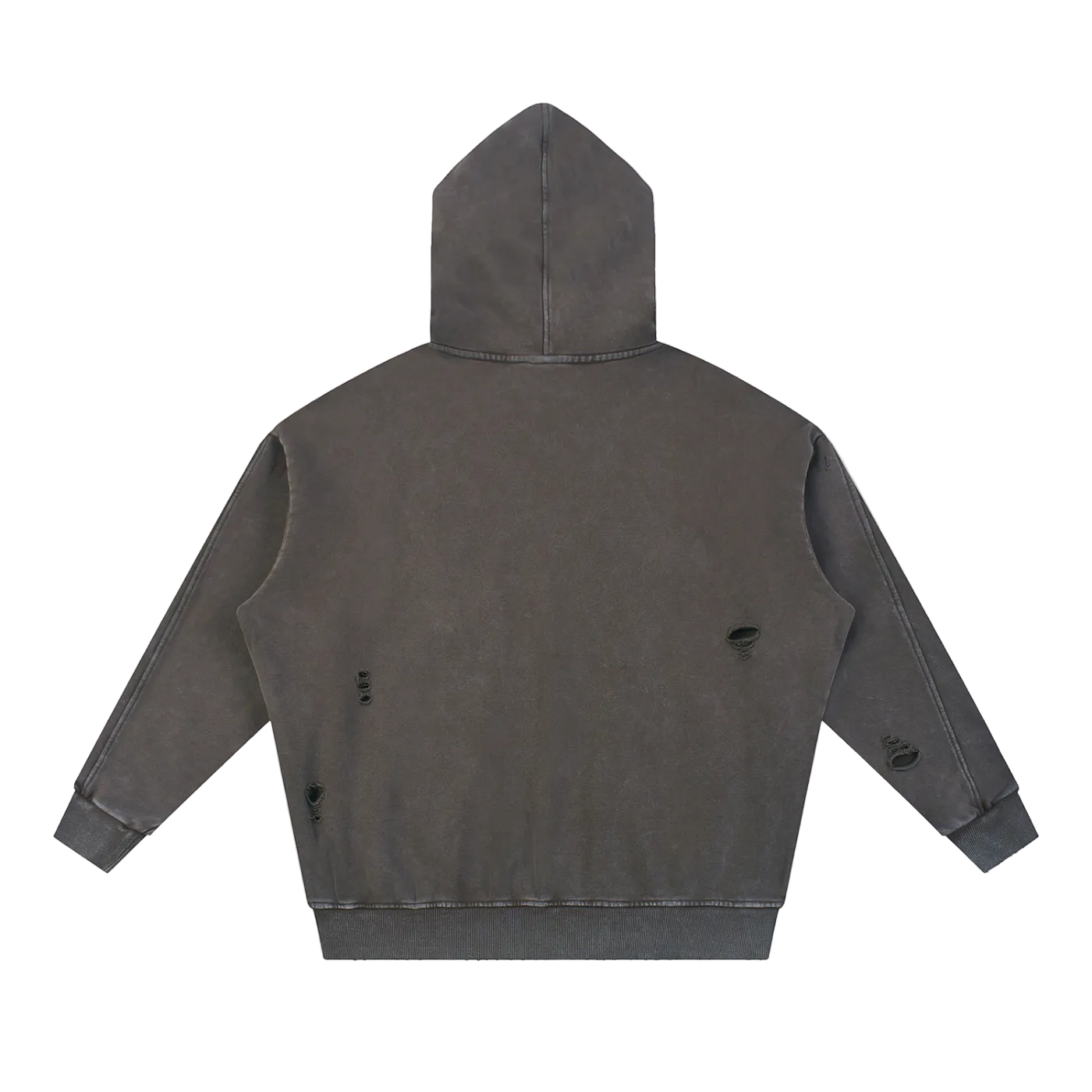 Snow Washed Distressed Panel Pocket Hoodie