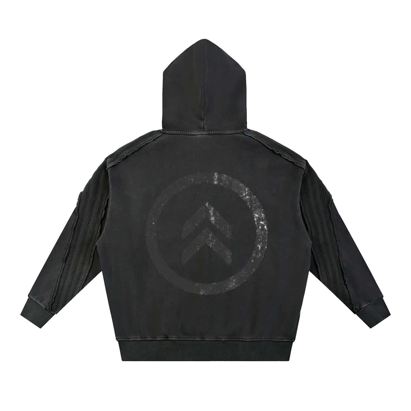 Snow Washed Tape Raw Edge Hoodie