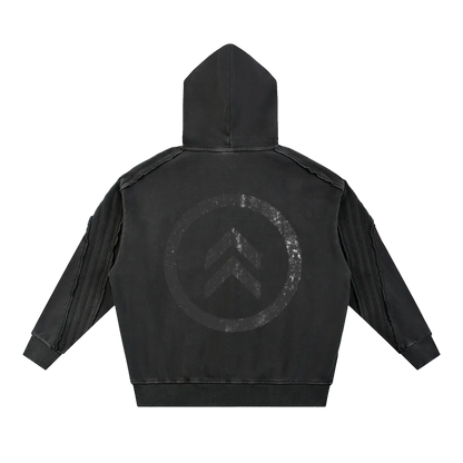 Snow Washed Tape Raw Edge Hoodie