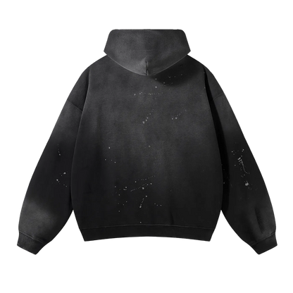 Vintage Washed Frayed Fleece Hoodie
