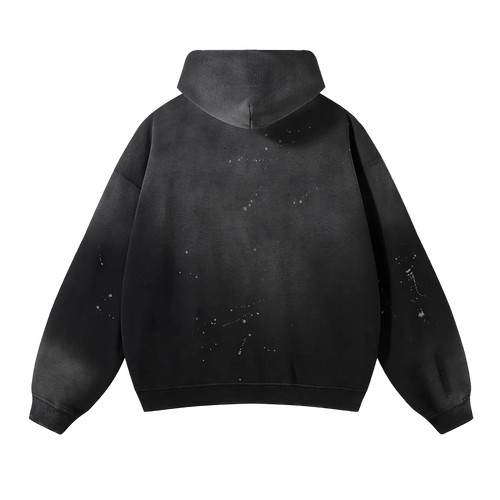 Vintage Washed Frayed Fleece Hoodie