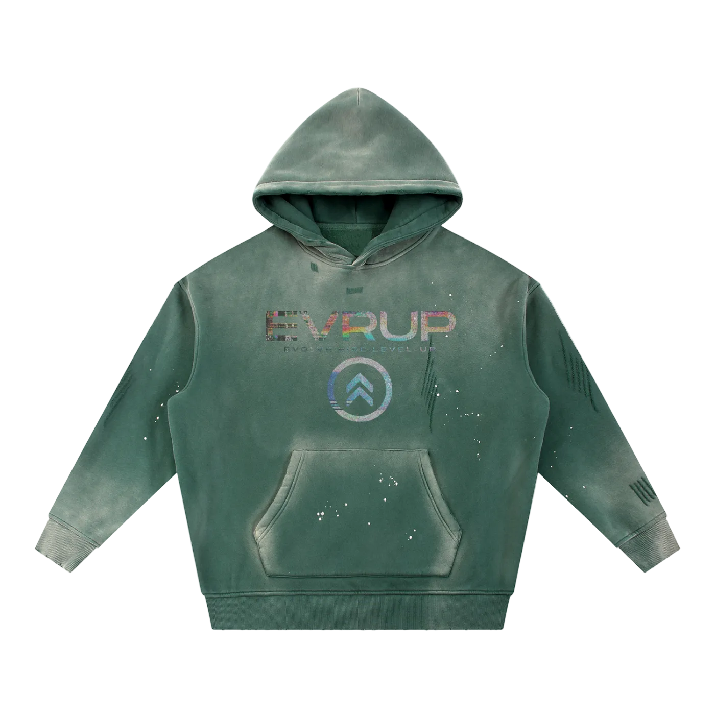 Vintage Washed Frayed Fleece Hoodie