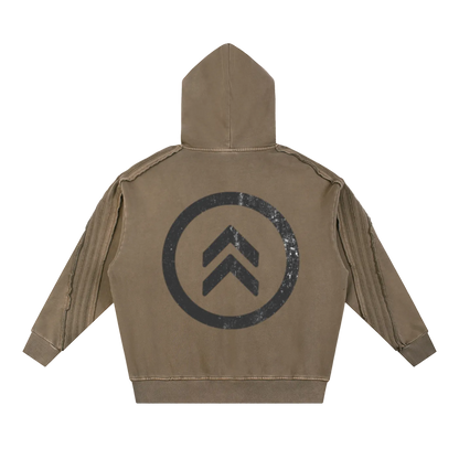 Snow Washed Tape Raw Edge Hoodie
