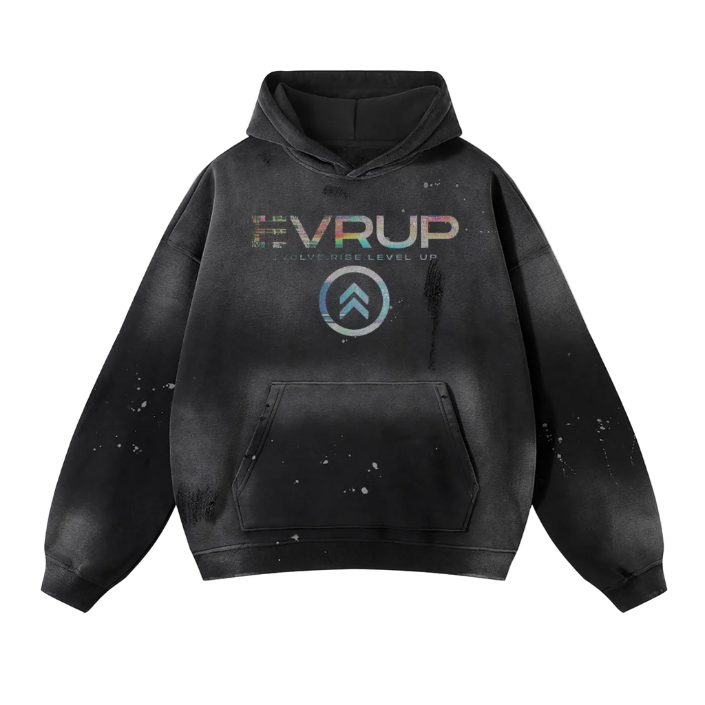 Vintage Washed Frayed Fleece Hoodie