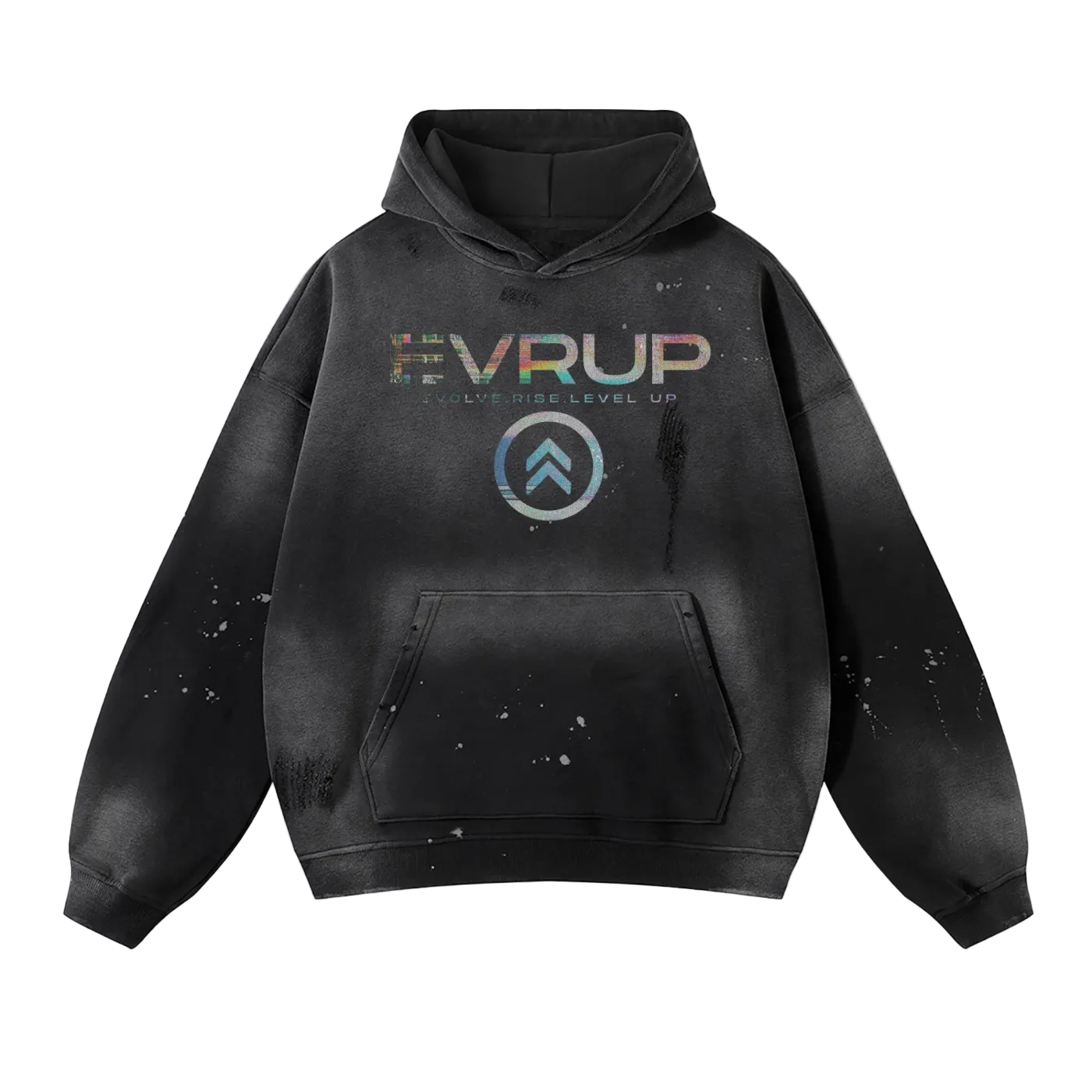 Vintage Washed Frayed Fleece Hoodie