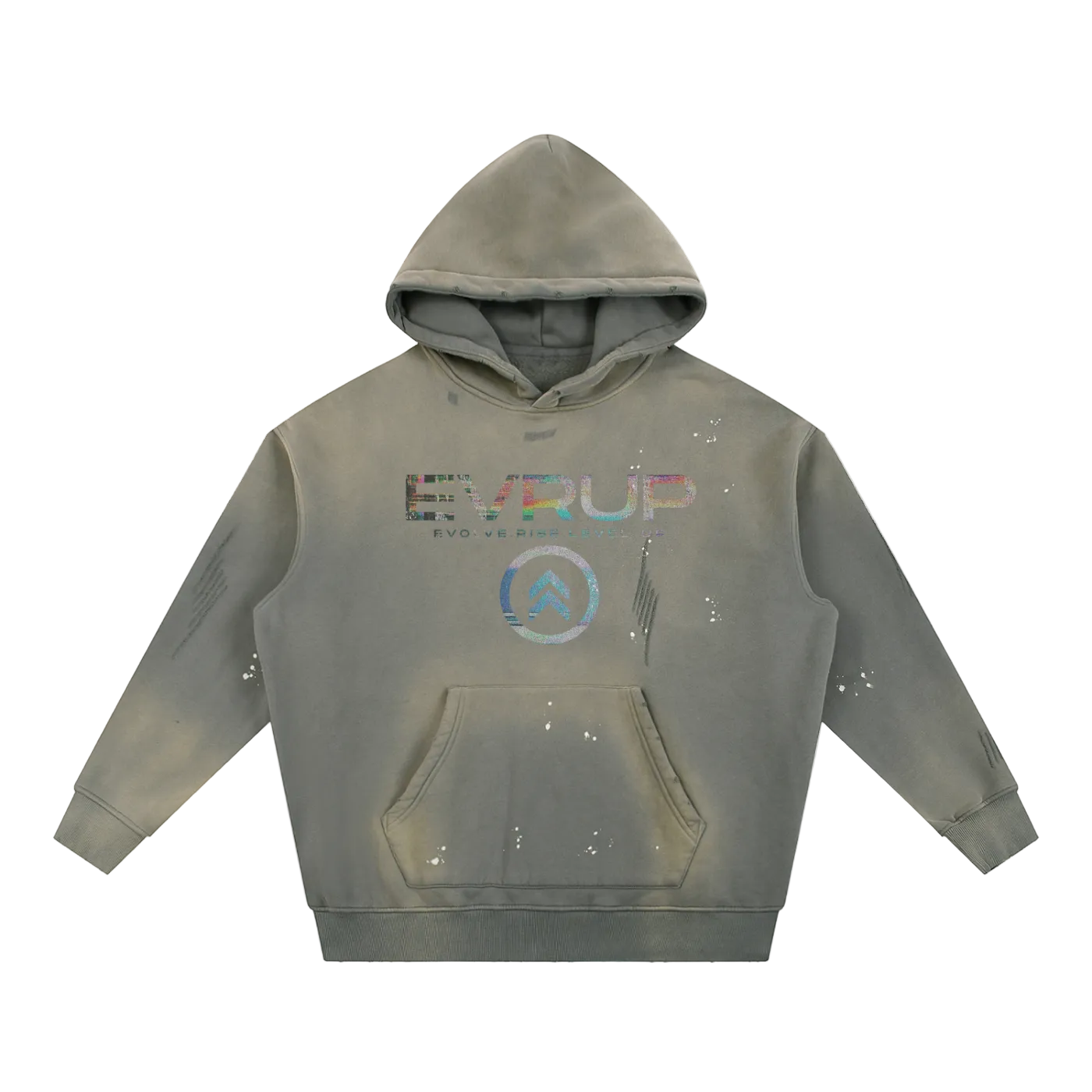 Vintage Washed Frayed Fleece Hoodie