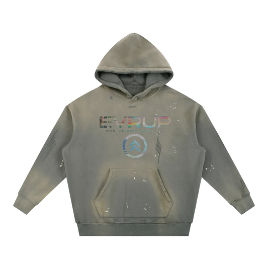 Vintage Washed Frayed Fleece Hoodie